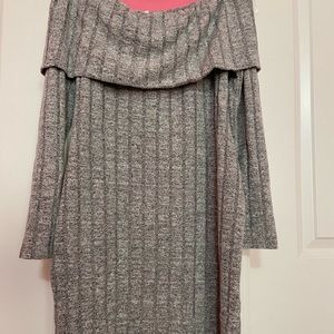 Off shoulder knit sweater dress